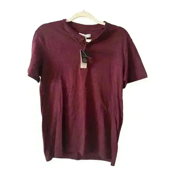 And Now This Mens Burgandy Quarter Button, Small - Picture 1 of 5